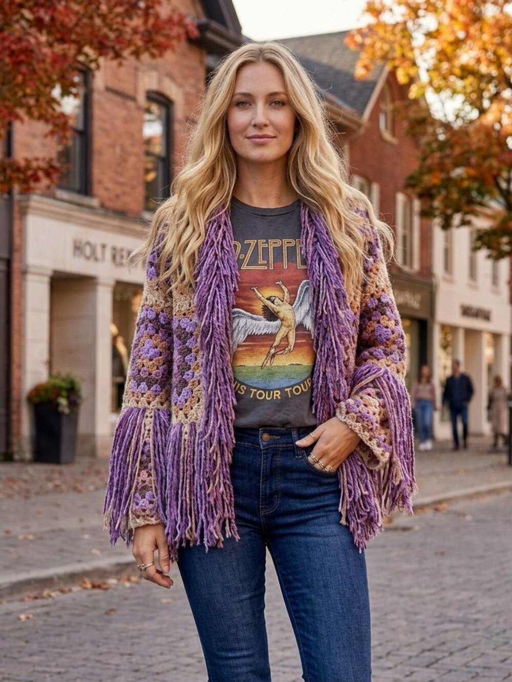 Super Fringe Granny Square Sweater L/XL
